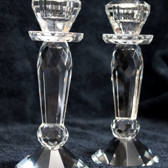 6.5" Crystal Candlestick Multi-faceted candle holder brilliant Christmas Dinner - Picture 6 of 10